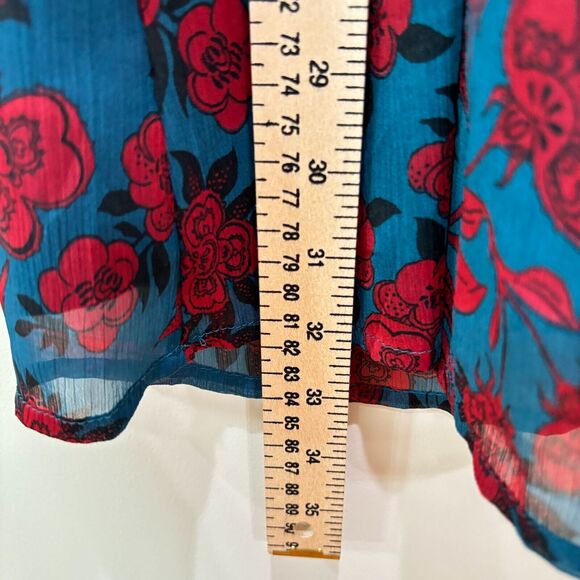 Abercrombie & Fitch Babydoll Mini Dress sz XS Blue Red Whimsigoth Y2K Romantic - Picture 12 of 13